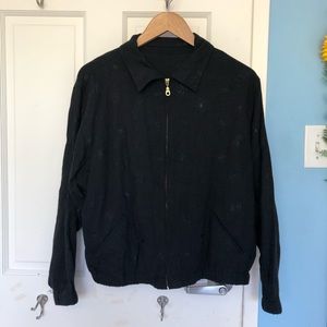 black linen zip up jacket